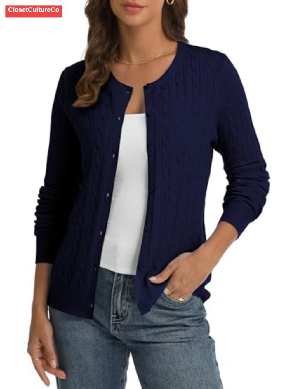 Cable Knit Button Cardigan Sweater